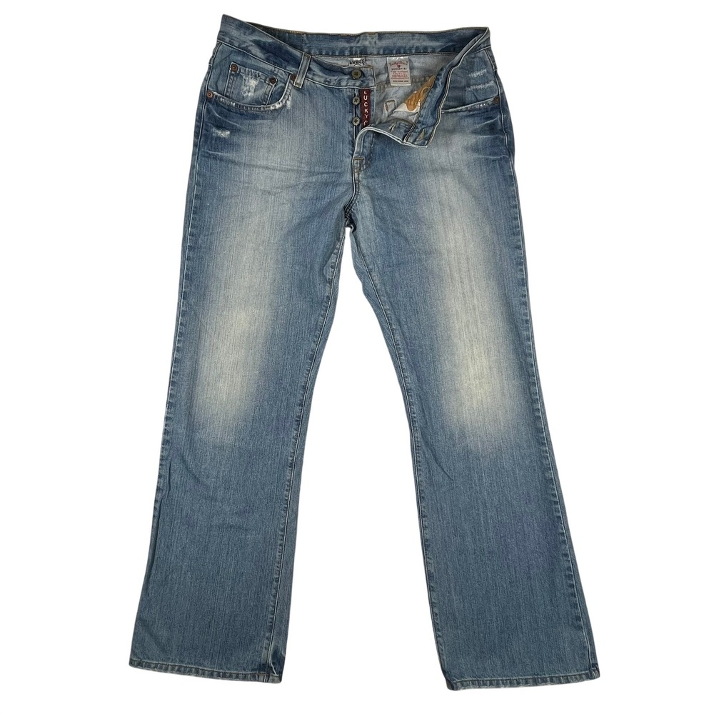 Lucky Brand Easy Rider Jeans Womens 14/32 (Fits 34x31) Button Fly Y2K USA Made